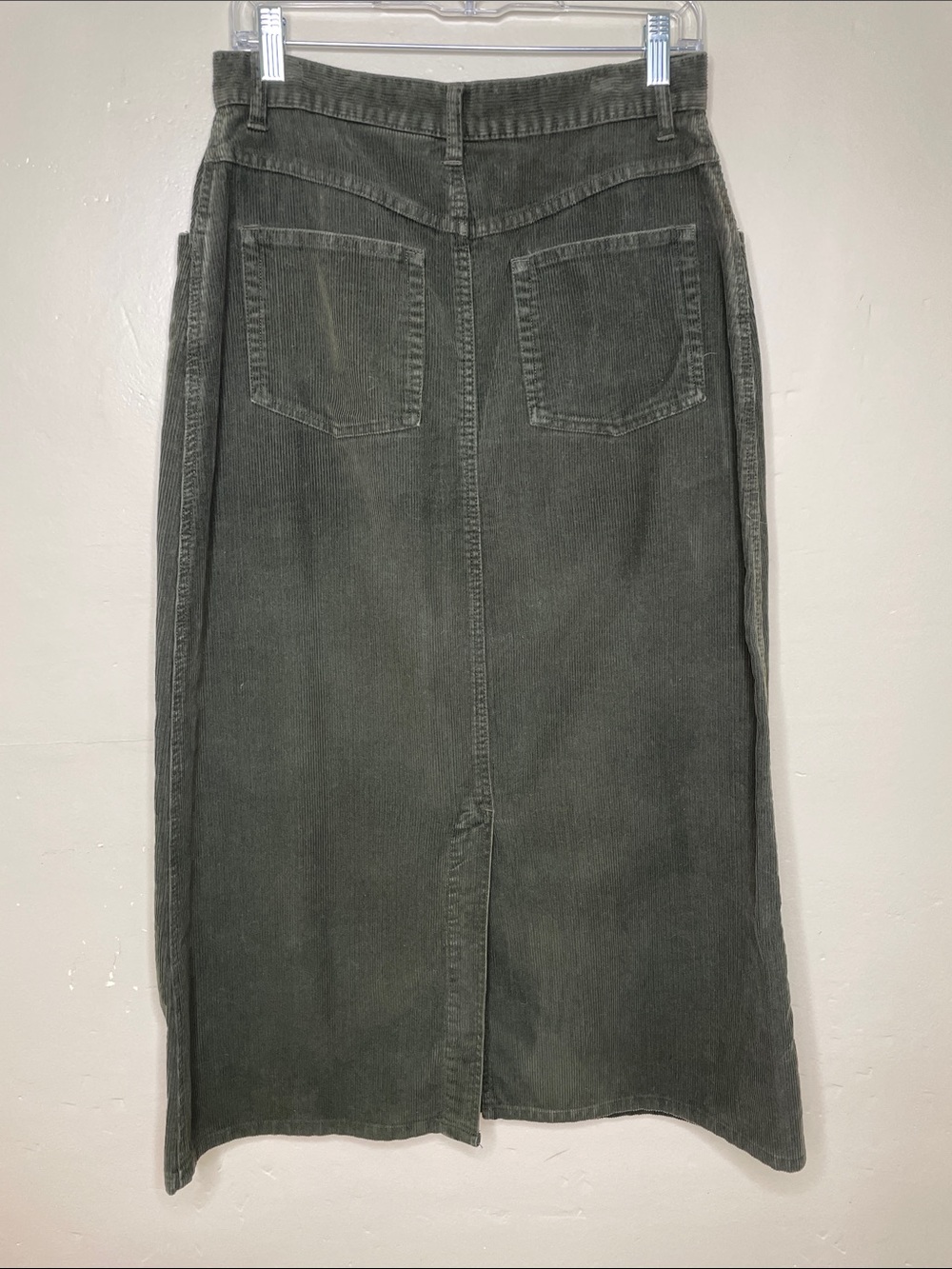 EDDIE BAUER VTG Green Corduroy Earthy Gorpcore Grunge Modest Women’s Skirt 10
